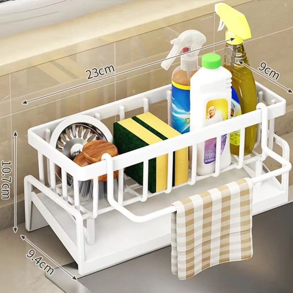 CleanSteel Self Draining Kitchen Sink Organizer With Stainless Steel Sponge Holder 8