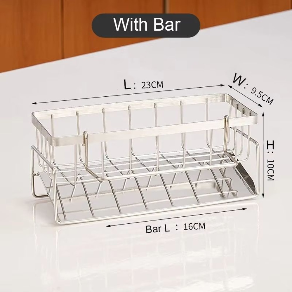 CleanSteel Self Draining Kitchen Sink Organizer With Stainless Steel Sponge Holder 10