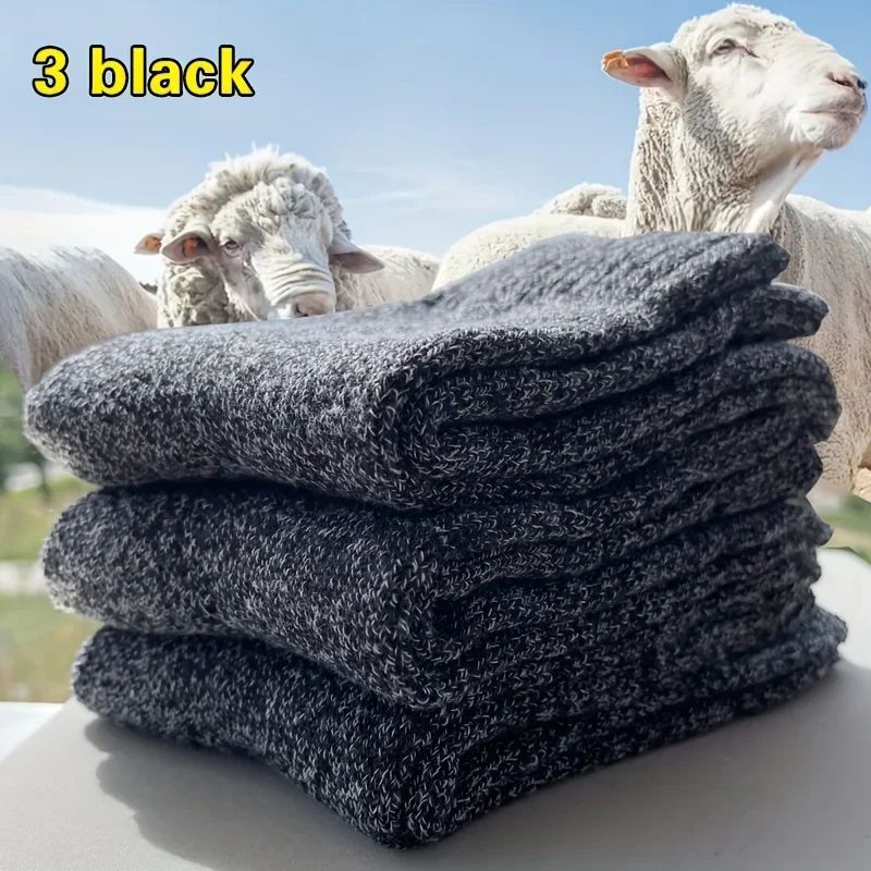Mens Thick Thermal Socks Mid Calf Warm Cushion Boot Socks 3 To 5 Pairs 4