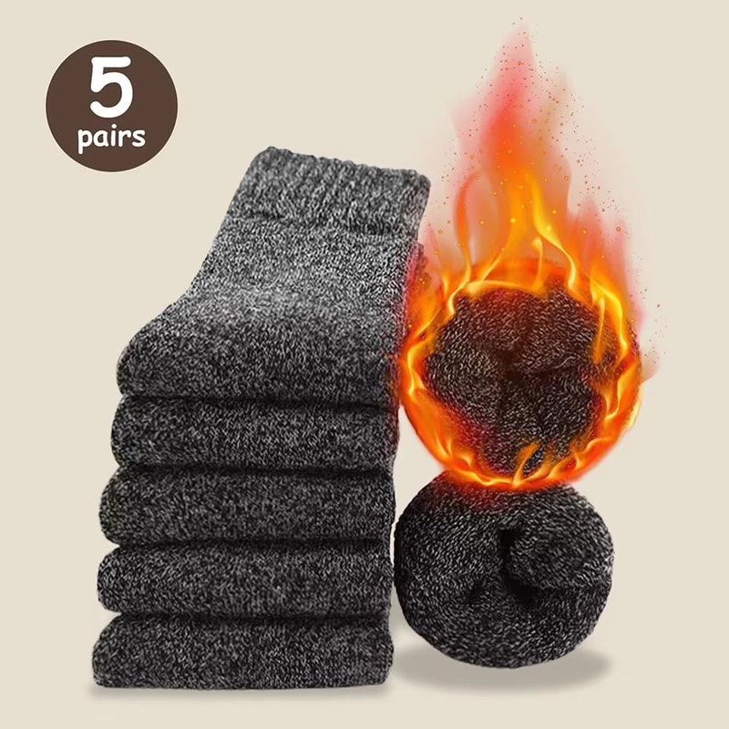 Mens Thick Thermal Socks Mid Calf Warm Cushion Boot Socks 3 To 5 Pairs 12