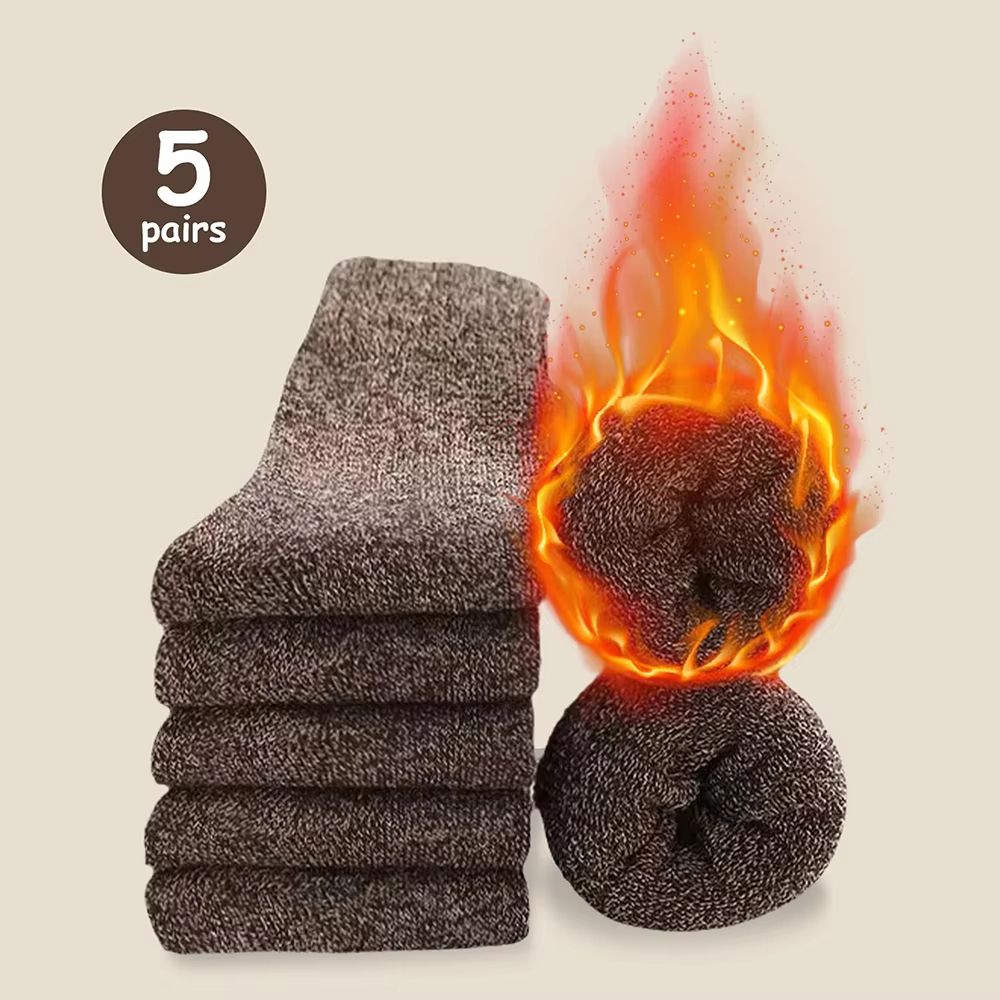 Mens Thick Thermal Socks Mid Calf Warm Cushion Boot Socks 3 To 5 Pairs 13