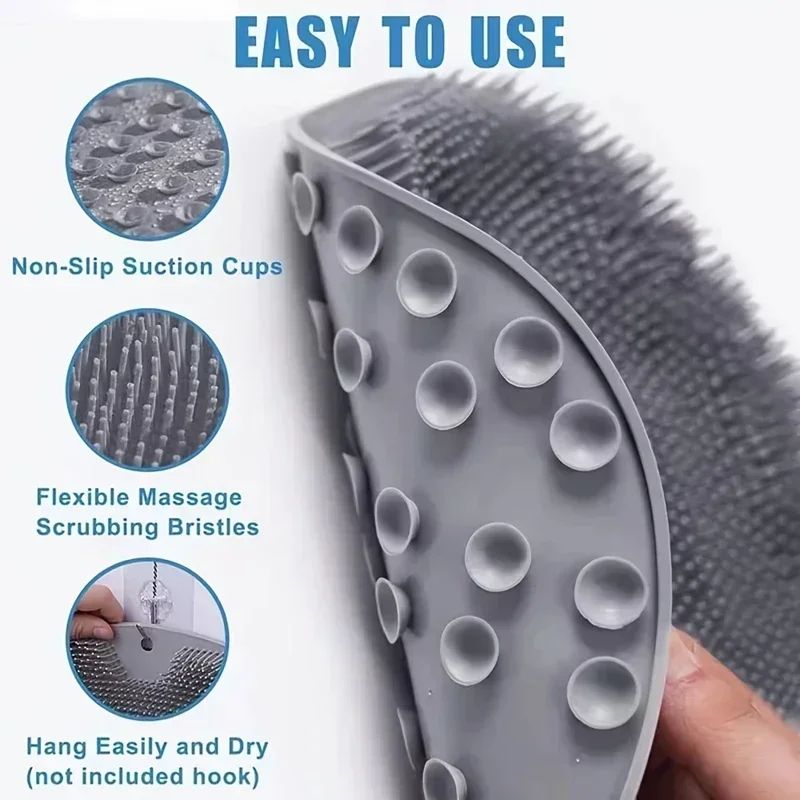 Silicone Foot Scrubber Mat Wall Mounted Shower Back And Foot Massage Cleaner 4