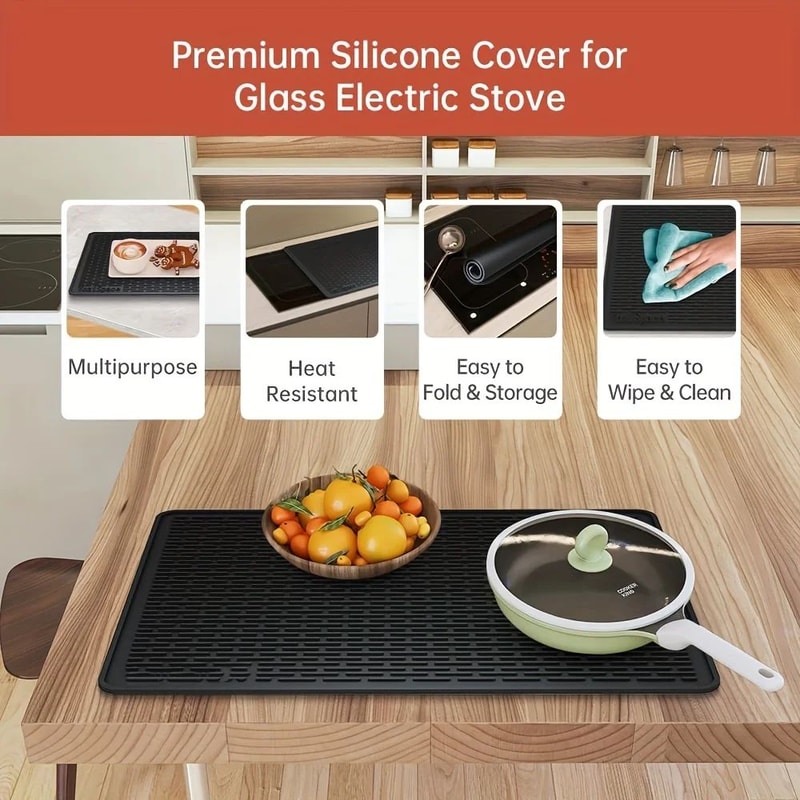 HeatGuard Silicone Stove Top Cover Mat For Kitchen Counter Protection And Drying Rack 1