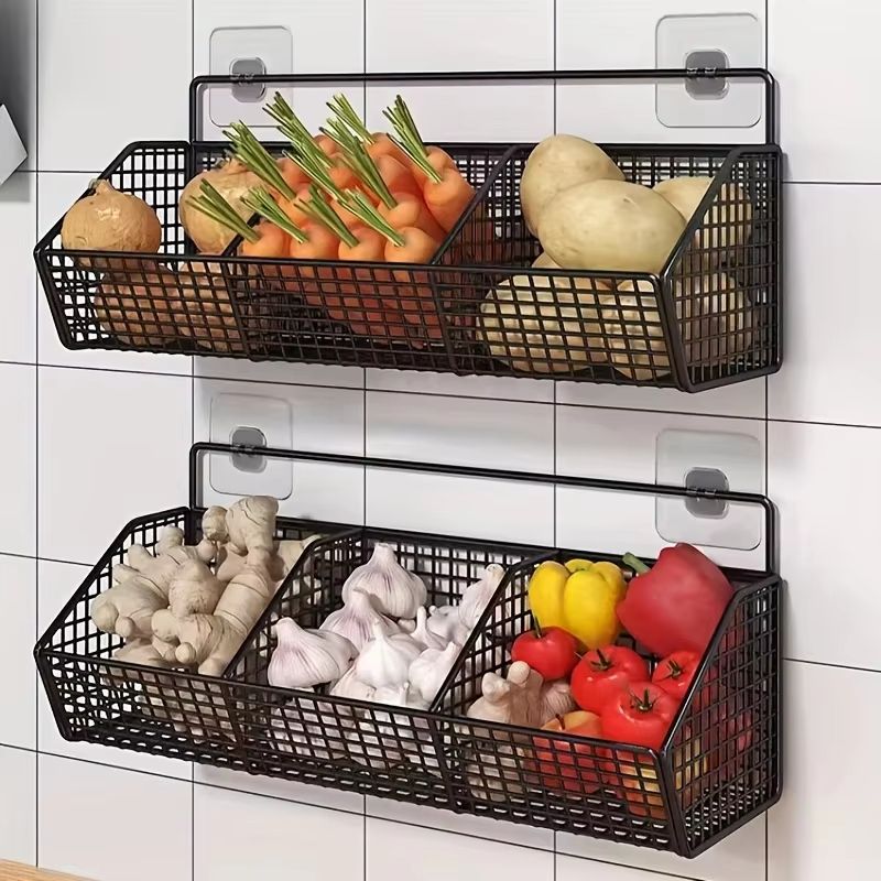 FreshGrid Wall Mounted Wire Basket Organizer For Fruits Vegetables And Kitchen Storage 0
