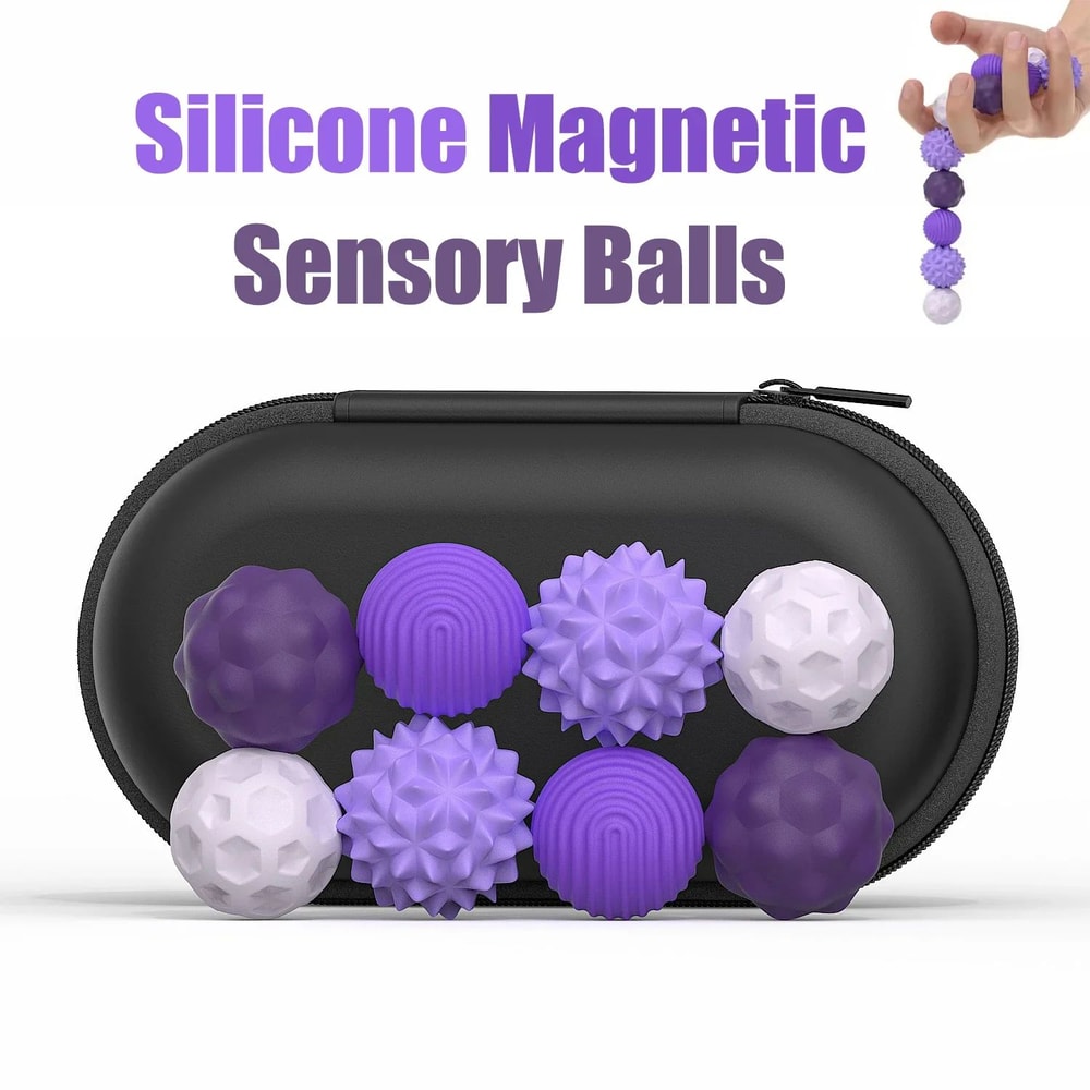Magnetic Sensory Fidget Balls Silicone Stress Relief Calming Toy Set 0