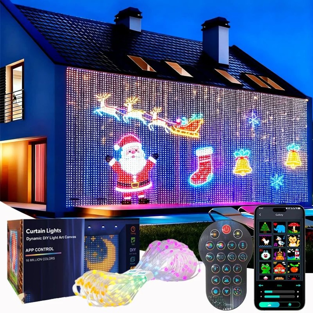 Smart LED Curtain Lights With App Control Music Sync Waterproof DIY Display Lights 0