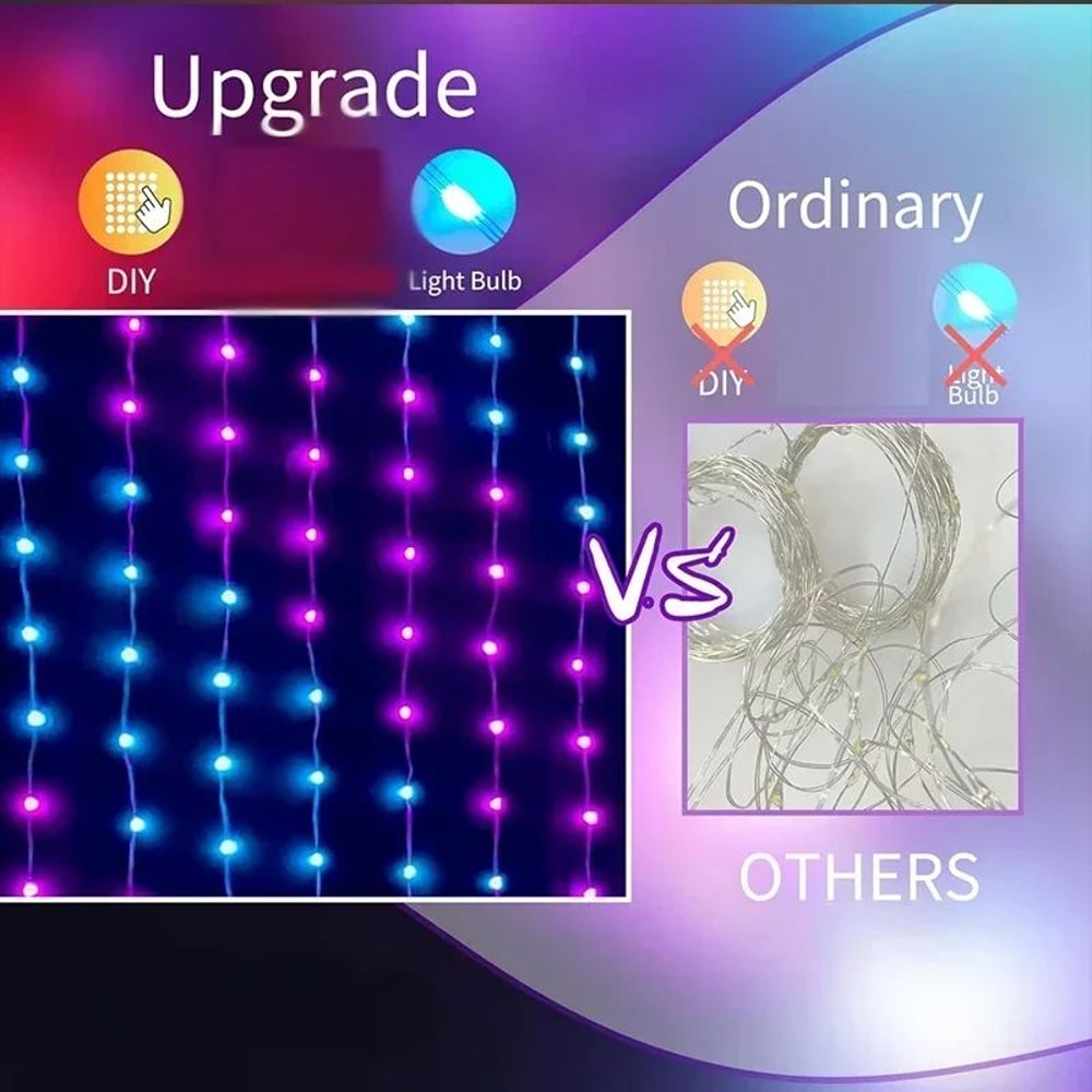 Smart LED Curtain Lights With App Control Music Sync Waterproof DIY Display Lights 1