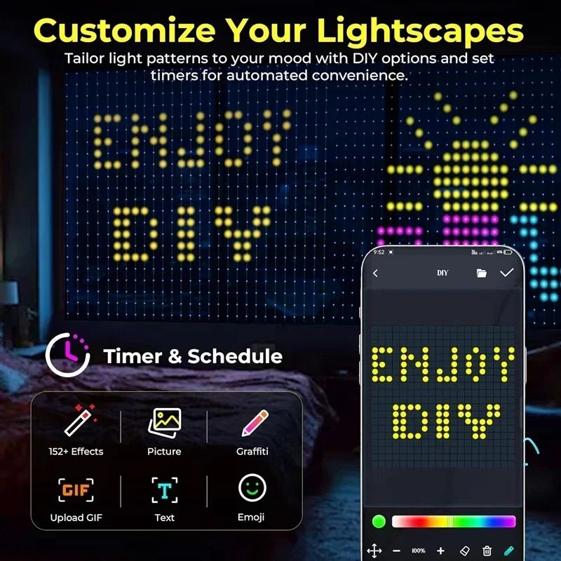 Smart LED Curtain Lights With App Control Music Sync Waterproof DIY Display Lights 3