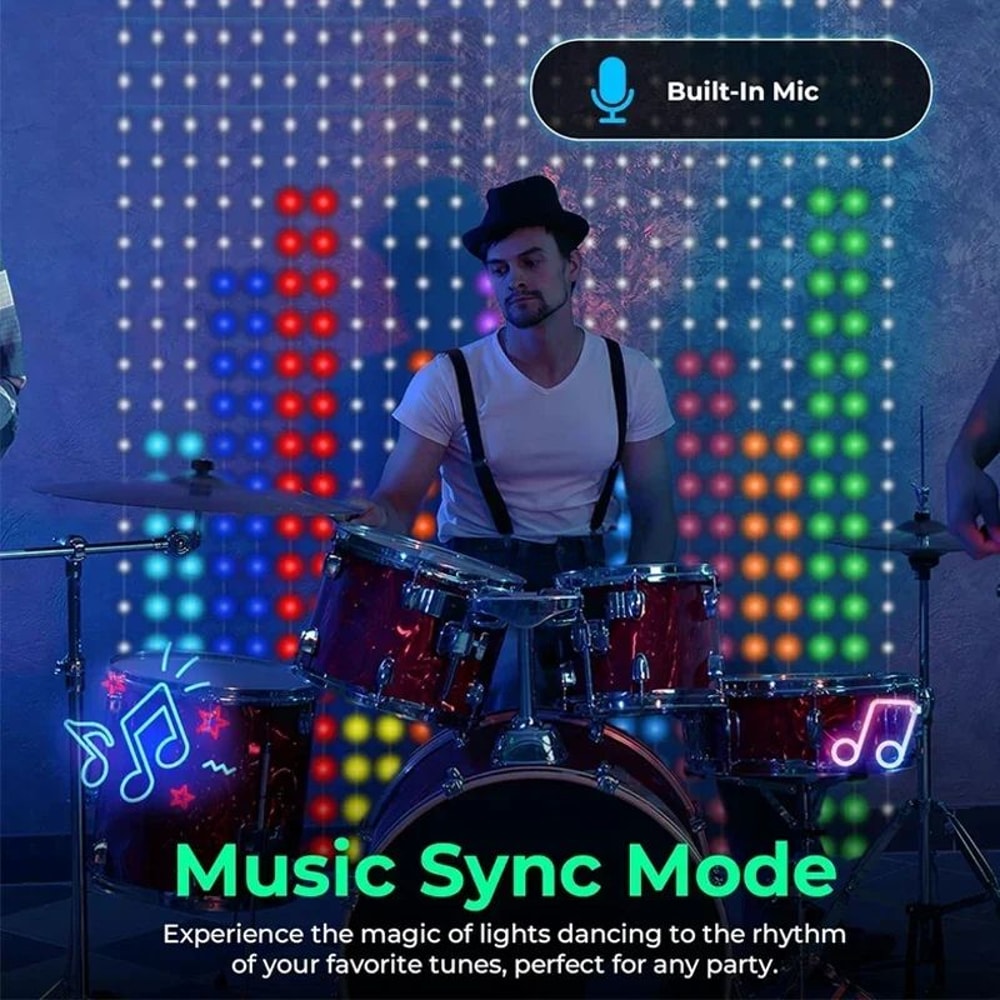 Smart LED Curtain Lights With App Control Music Sync Waterproof DIY Display Lights 4