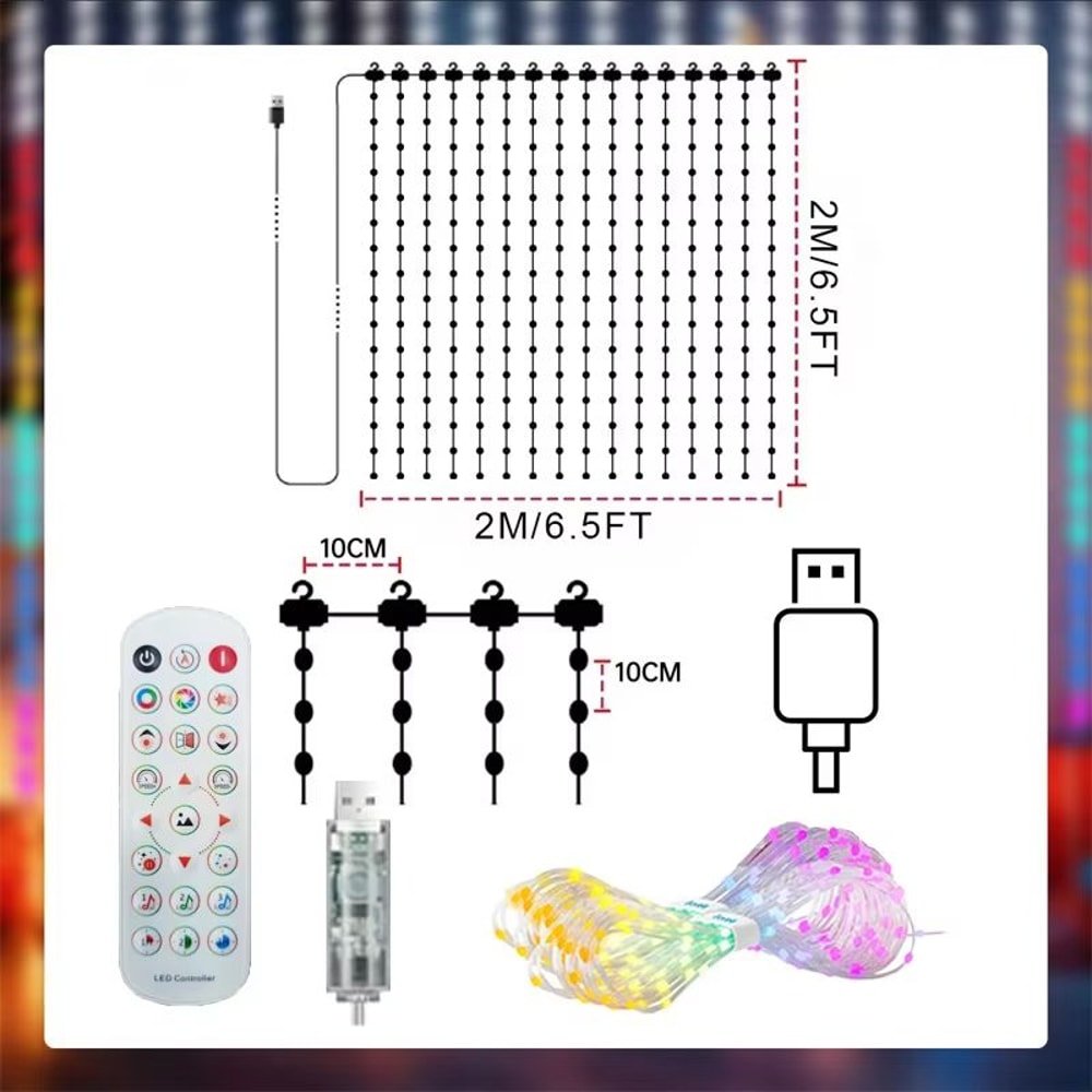 Smart LED Curtain Lights With App Control Music Sync Waterproof DIY Display Lights 9