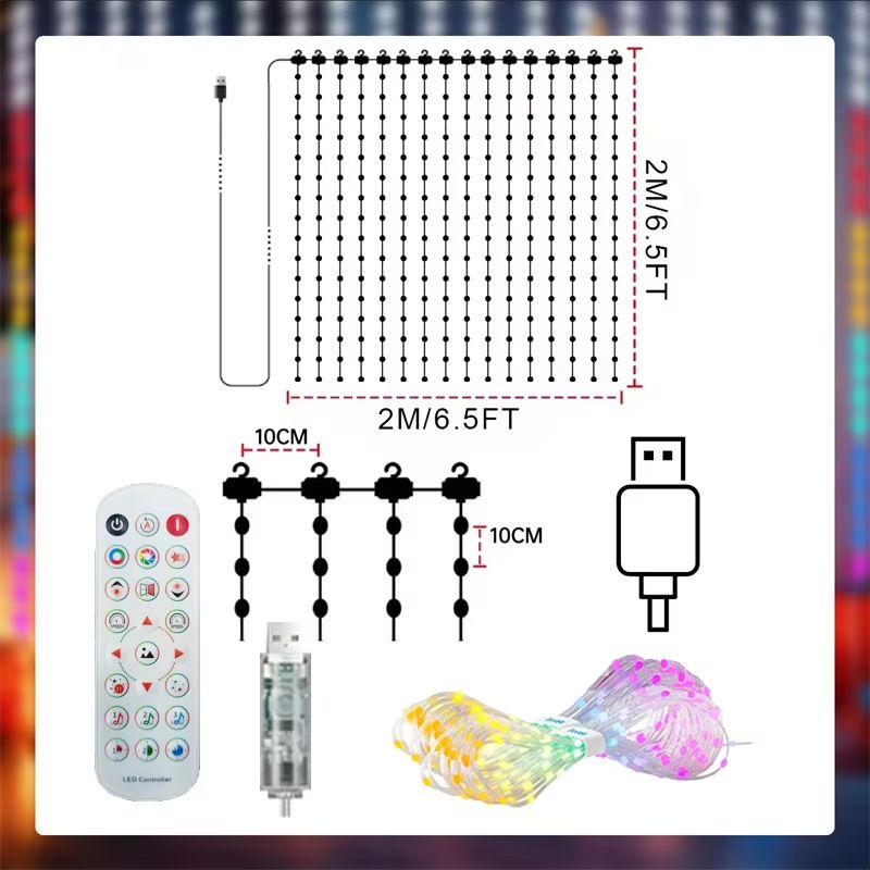 Smart LED Curtain Lights With App Control Music Sync Waterproof DIY Display Lights 9