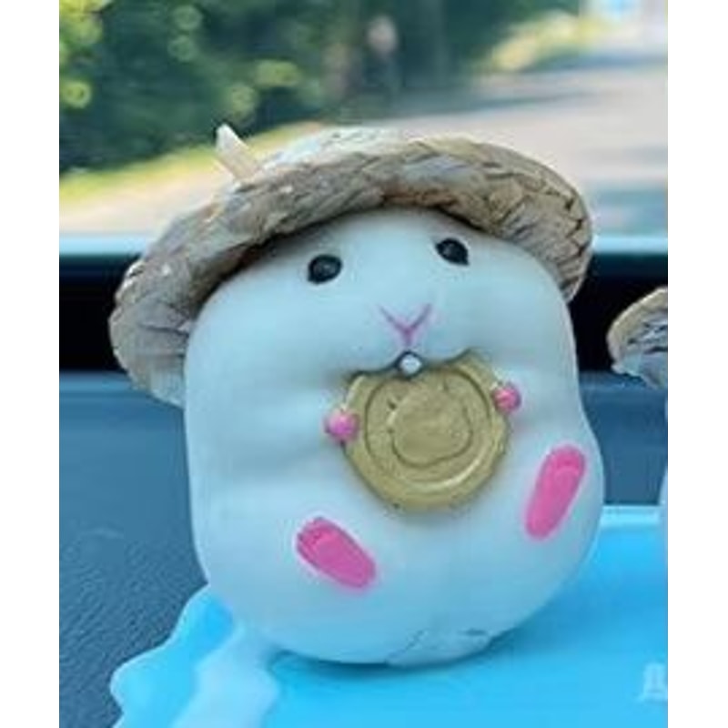 Cute Hamster Car Dashboard Ornament Straw Hat Mini Interior Decoration 6