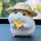Cute Hamster Car Dashboard Ornament Straw Hat Mini Interior Decoration 7