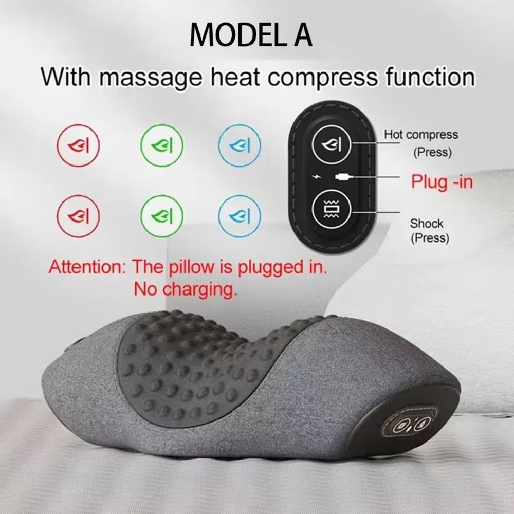 Electric Neck Massager Pillow With Heat Cervical Traction Shoulder Relief Cushion 6
