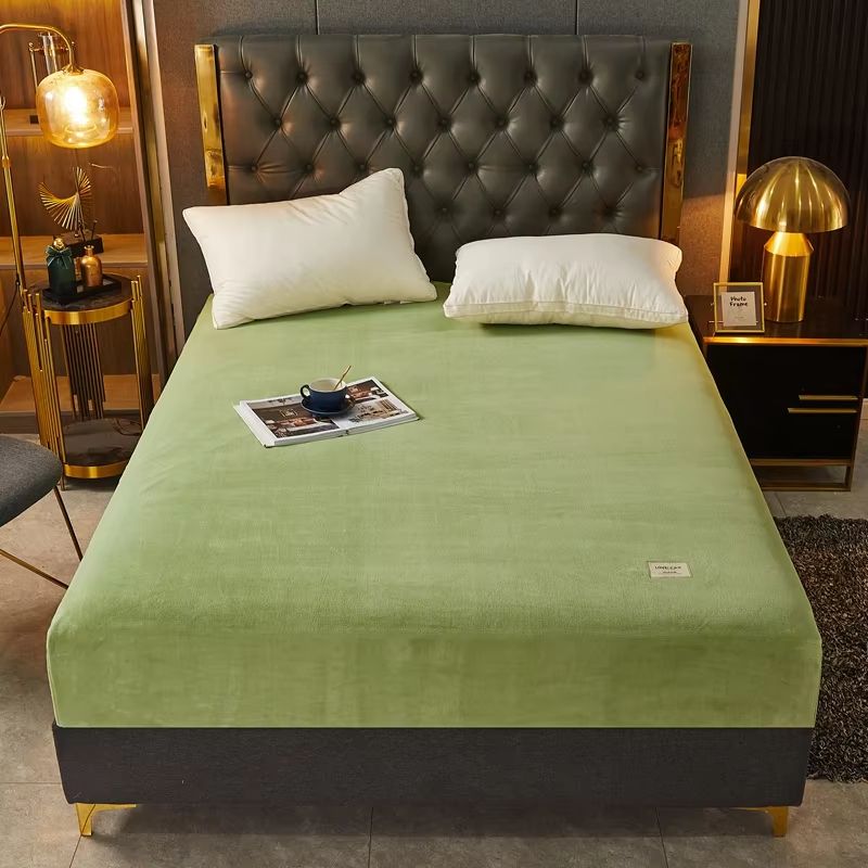 Soft Velvet Fitted Sheet Non Slip Elastic Mattress Cover Warm Plush Bed Protector 9