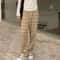 Womens Plush Wide Leg Plaid Pants Warm Cashmere Style Loose Winter Trousers 11