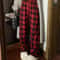 Womens Plush Wide Leg Plaid Pants Warm Cashmere Style Loose Winter Trousers 6
