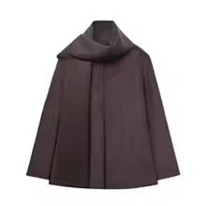 Chocolate Brown Scarf Jacket For Women Loose Fit Thick Warm Winter Coat 7