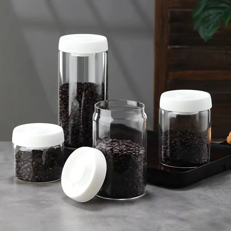 Manual Vacuum Coffee Storage Jar Borosilicate Glass Airtight Moisture Proof Container 2