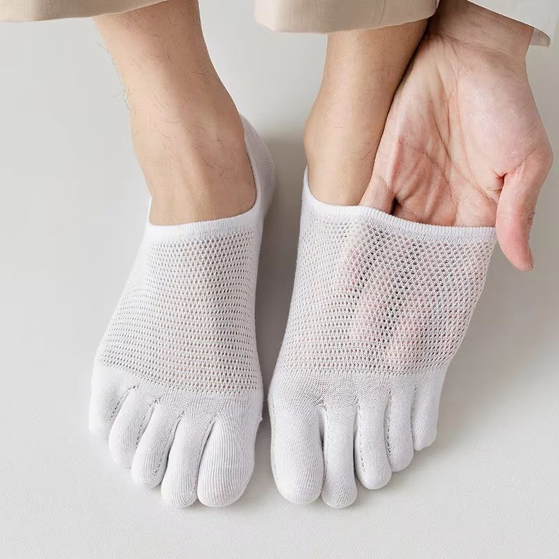 Mens Five Toe Socks Breathable Sweat Absorbing Odor Resistant Finger Socks Set 3