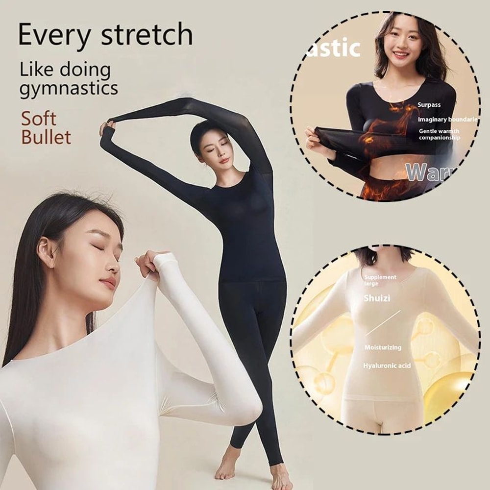 Seamless Thermal Underwear Set For Women Lightweight Warm Base Layer Long Johns 5