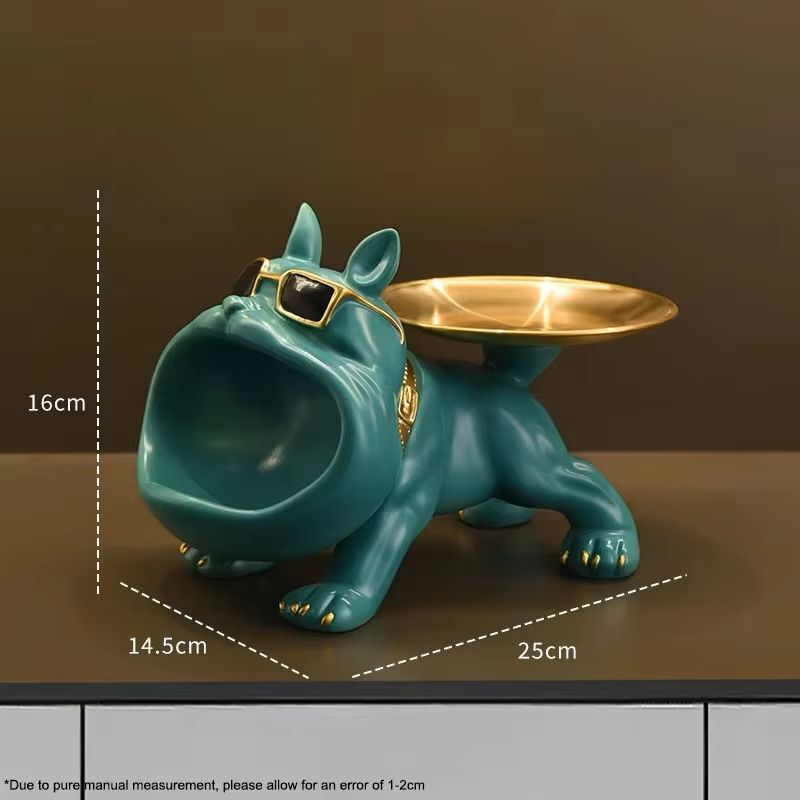 Resin Bulldog Storage Tray Statue Decorative Dog Organizer For Home And Office 5