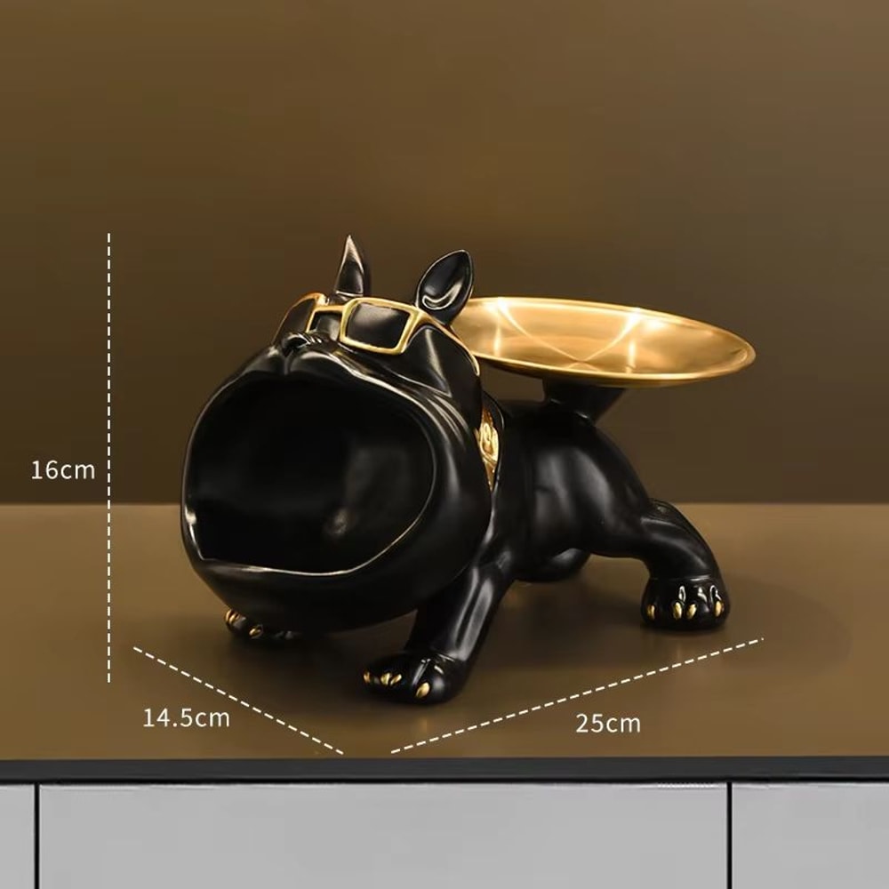 Resin Bulldog Storage Tray Statue Decorative Dog Organizer For Home And Office 8