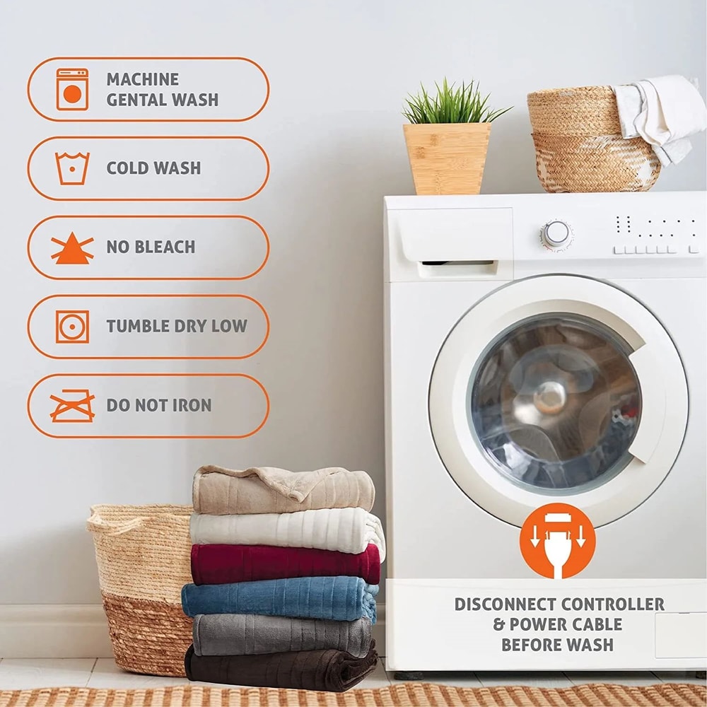 Electric Heated Throw Blanket Soft Plush 6 Heat Levels 4 Hour Auto Shut Off 5