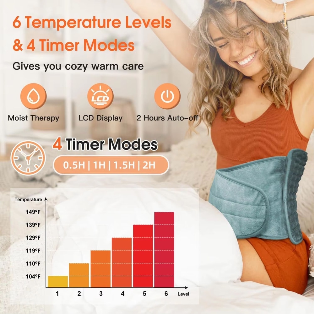 Portable Electric Heating Waist Belt Adjustable Temperature Lumbar Warm Wrap 1
