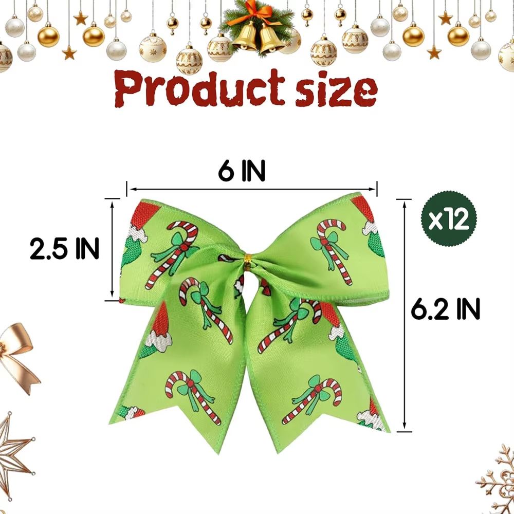 12pcs Christmas Bow Decorations For Tree Wreath And Gift Wrapping Festive Holiday Decor Set 5