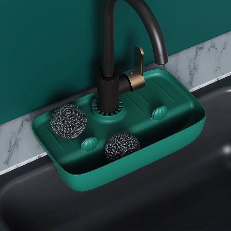 Silicone Sink Faucet Splash Guard Drain Mat With Storage Holder And Water Drip Tray 8