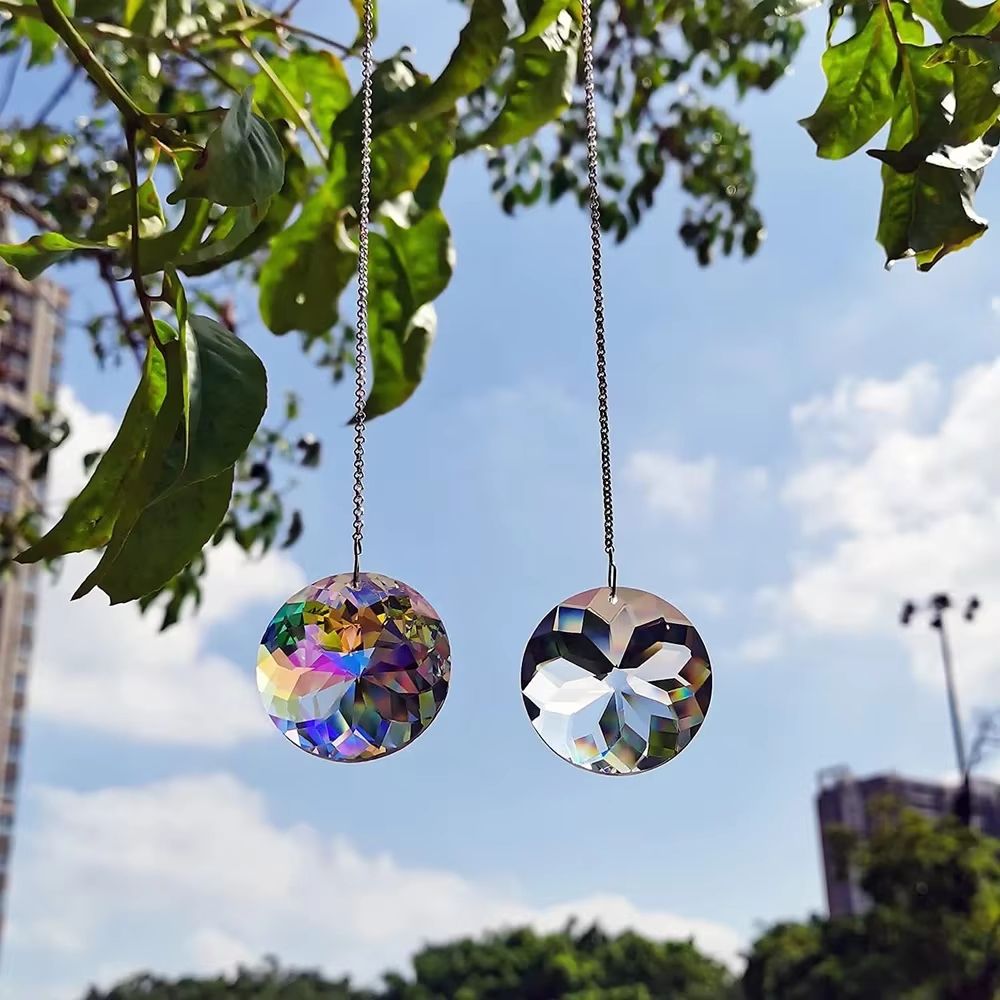 2pcs Crystal Sun Catcher Prism Window Hanging Rainbow Maker Light Reflector Decor 0