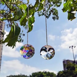 2pcs crystal sun catcher prism window hanging rainbow maker light reflector decor