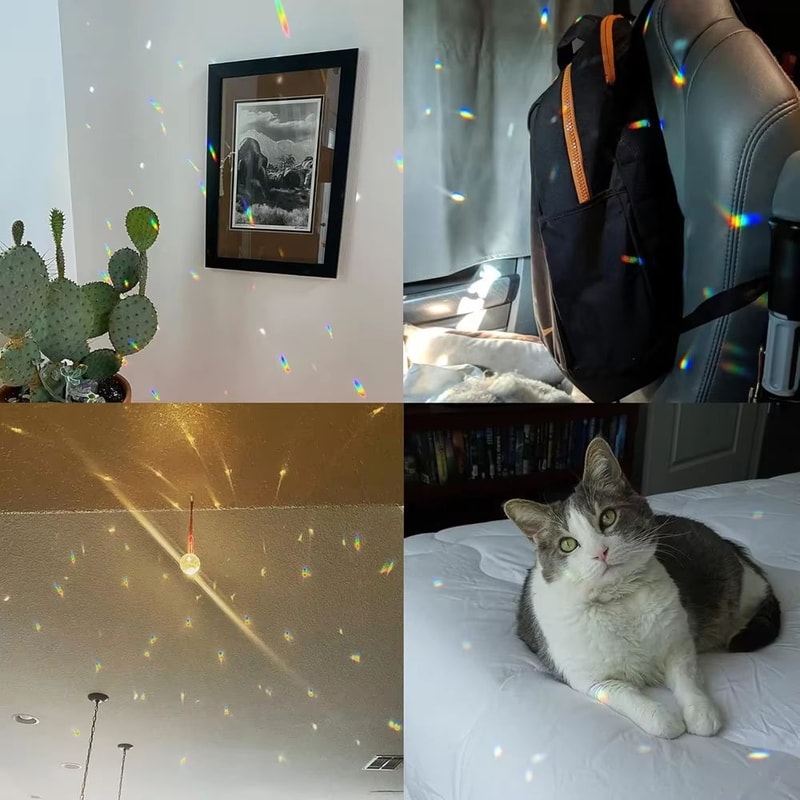 2pcs Crystal Sun Catcher Prism Window Hanging Rainbow Maker Light Reflector Decor 5