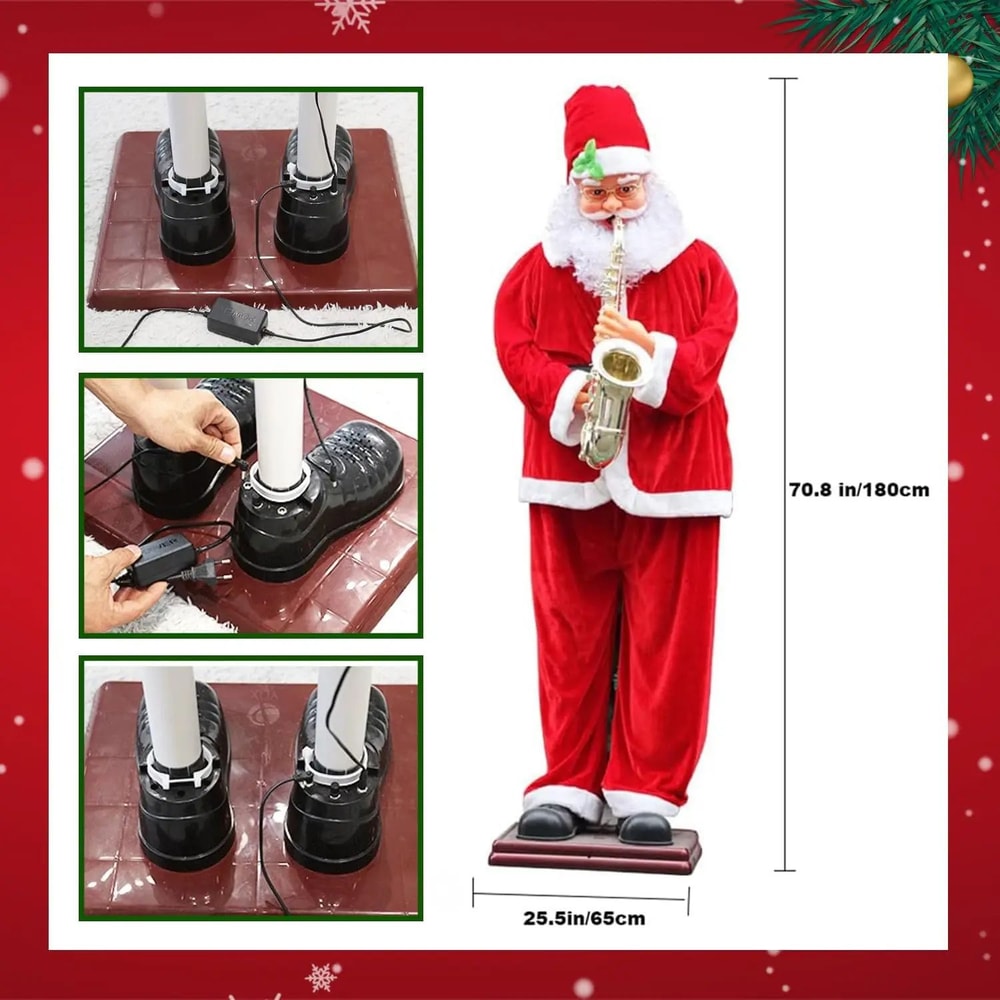 70in Life Size Animated Singing Dancing Santa Claus Holiday Display Decoration 5