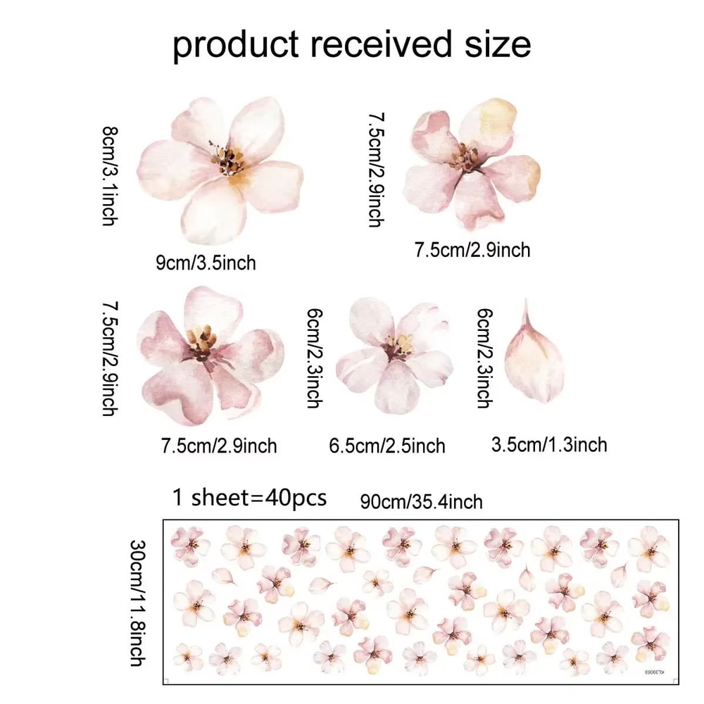 Floral Vine Wall Sticker Set For Living Room Bedroom Peel And Stick Decor 8