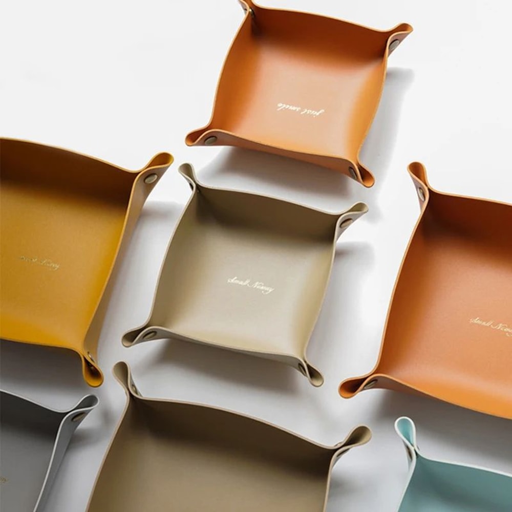 Nordic PU Leather Folding Tray Organizer For Keys Jewelry And Desk Essentials 4