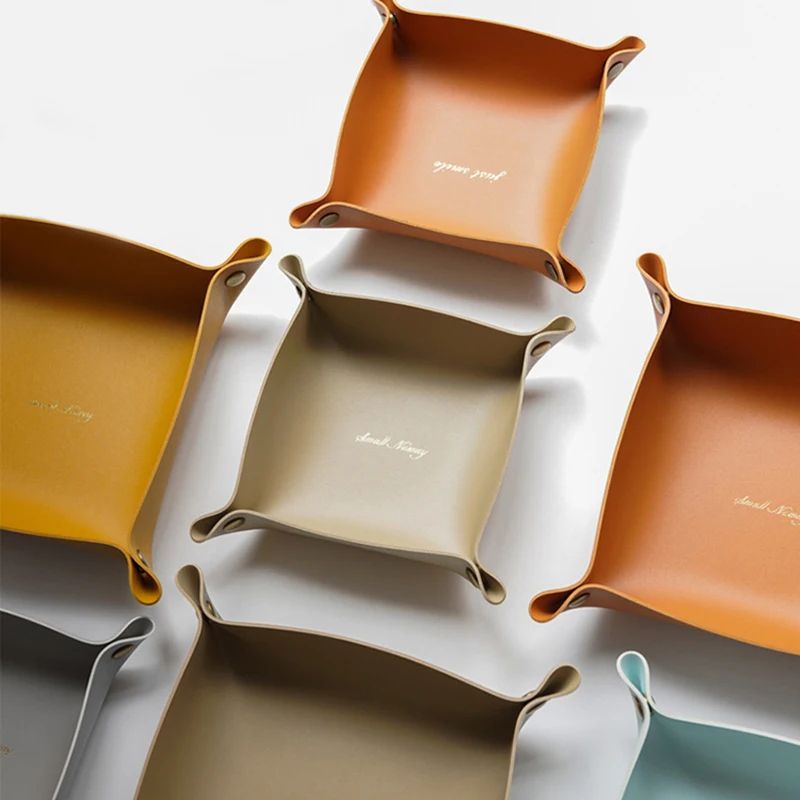 Nordic PU Leather Folding Tray Organizer For Keys Jewelry And Desk Essentials 4