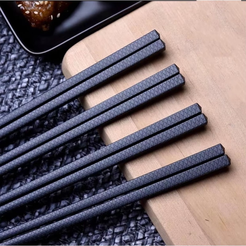 Reusable Black Alloy Chopsticks Set NonSlip Heat Resistant Sushi And Dining Sticks 10