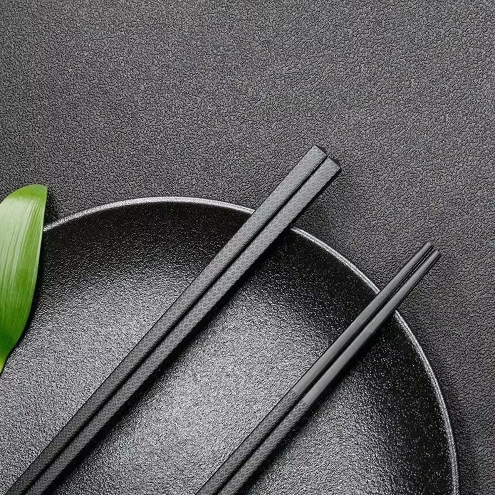 Reusable Black Alloy Chopsticks Set NonSlip Heat Resistant Sushi And Dining Sticks 4