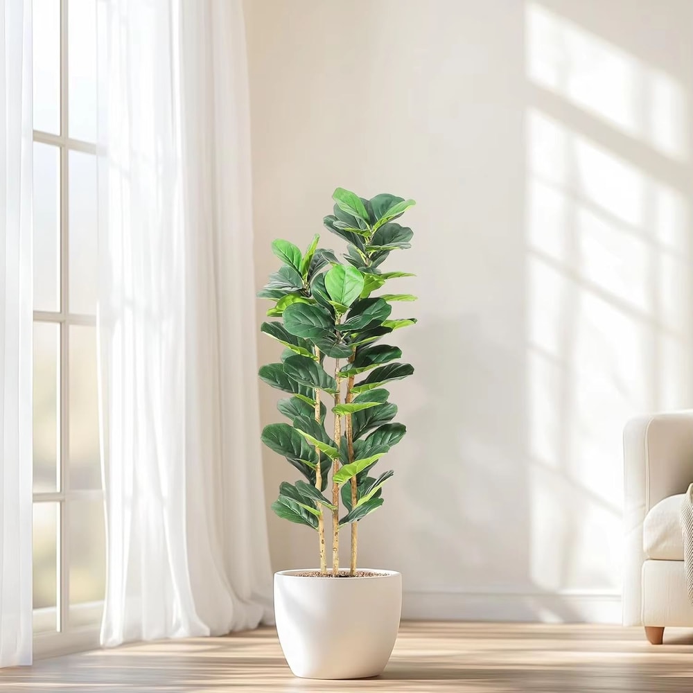 57FT Artificial Fiddle Leaf Fig Tree In Pot For Realistic Indoor Outdoor Decor 1