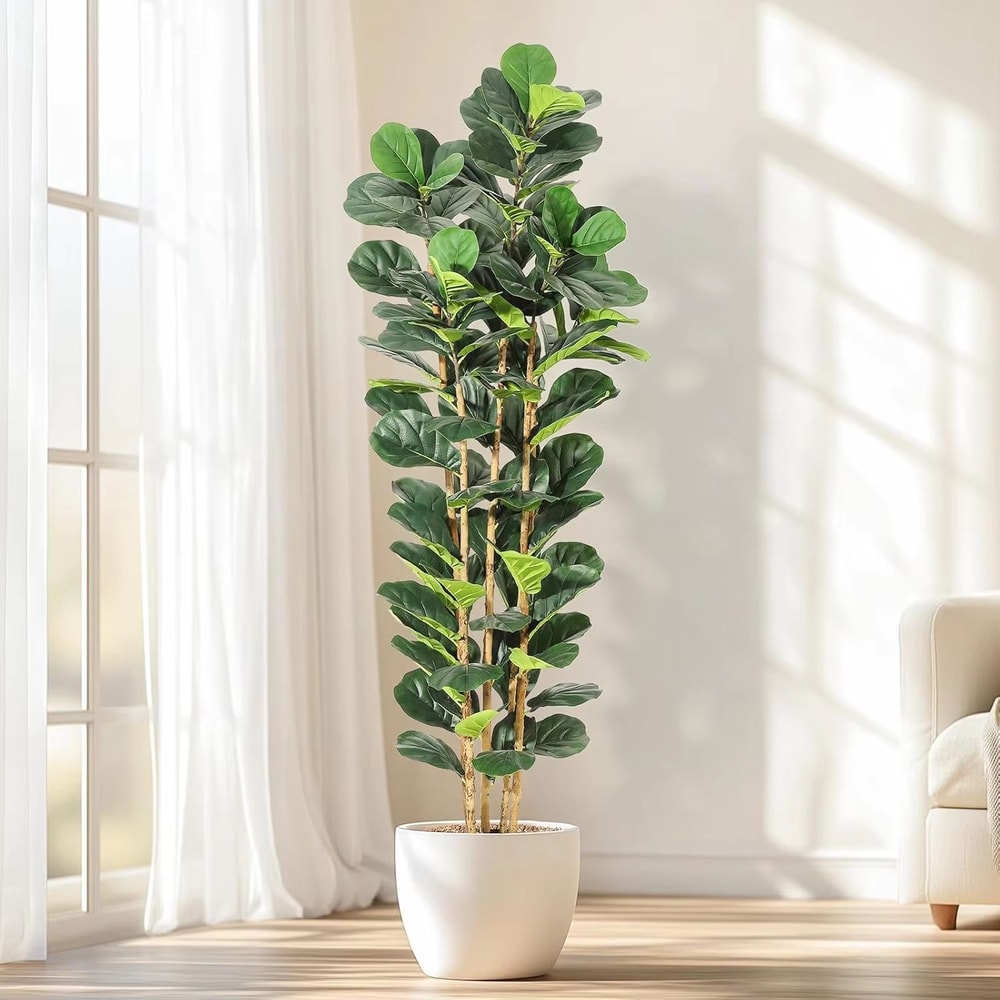 57FT Artificial Fiddle Leaf Fig Tree In Pot For Realistic Indoor Outdoor Decor 2