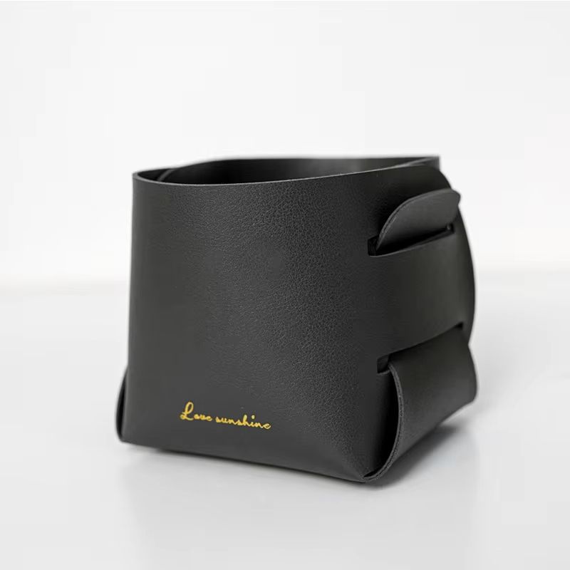 Foldable PU Leather Desk Organizer Tray Nordic Storage Box 7