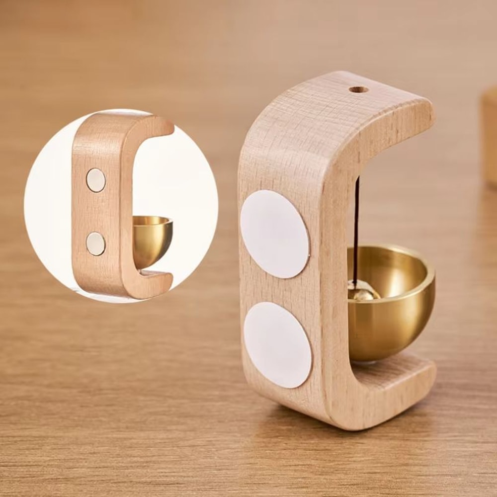 Vintage Walnut Wood Doorbell Chime Brass Wind Bell Entry Decor 3