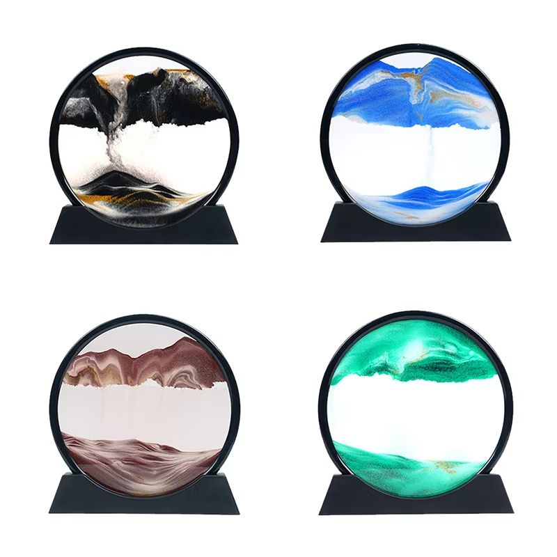 3D Moving Sand Art Hourglass Glass Frame For Relaxing Desk Decor 3