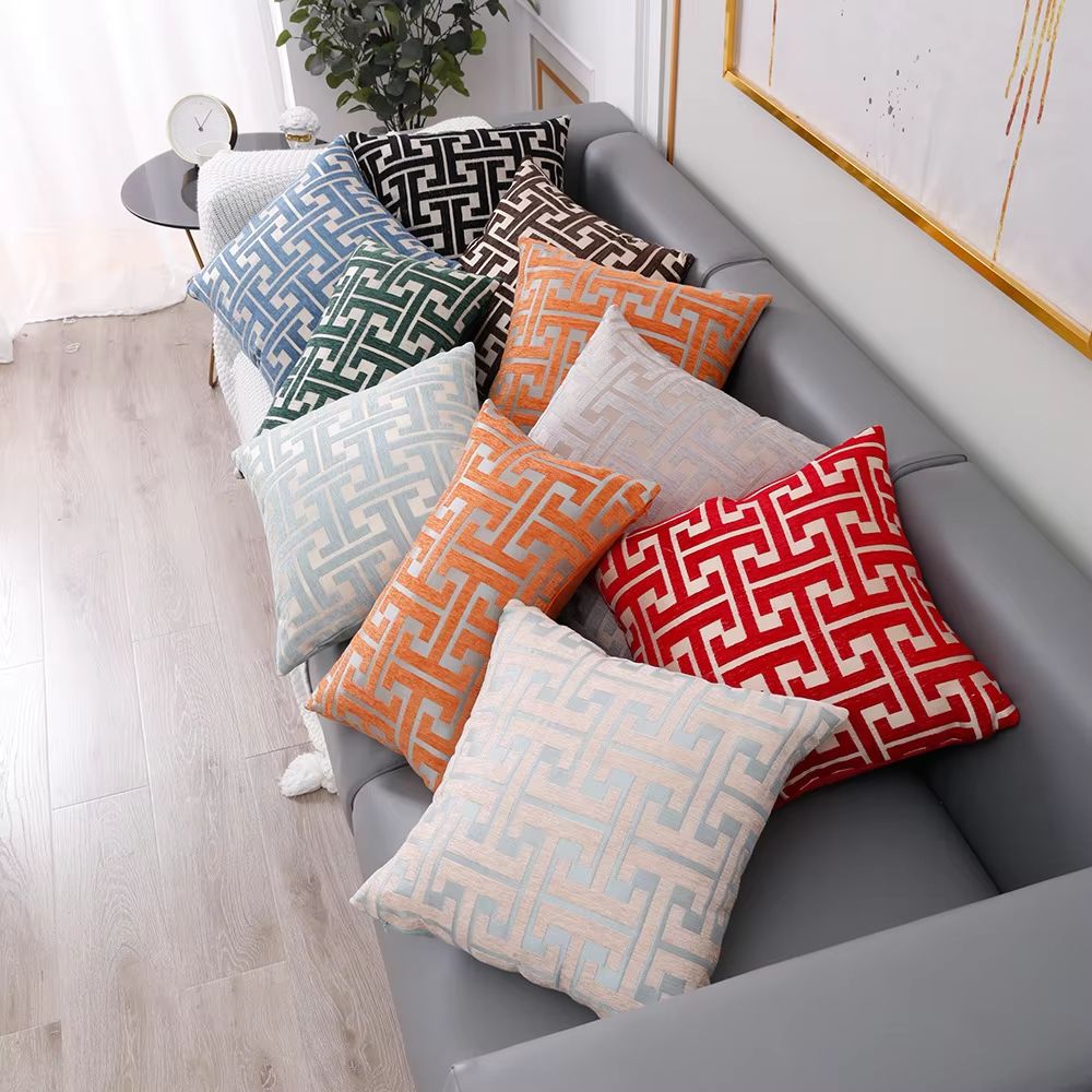 Geometric Jacquard Polyester Pillow Cover Modern Sofa Lumbar Decor 0