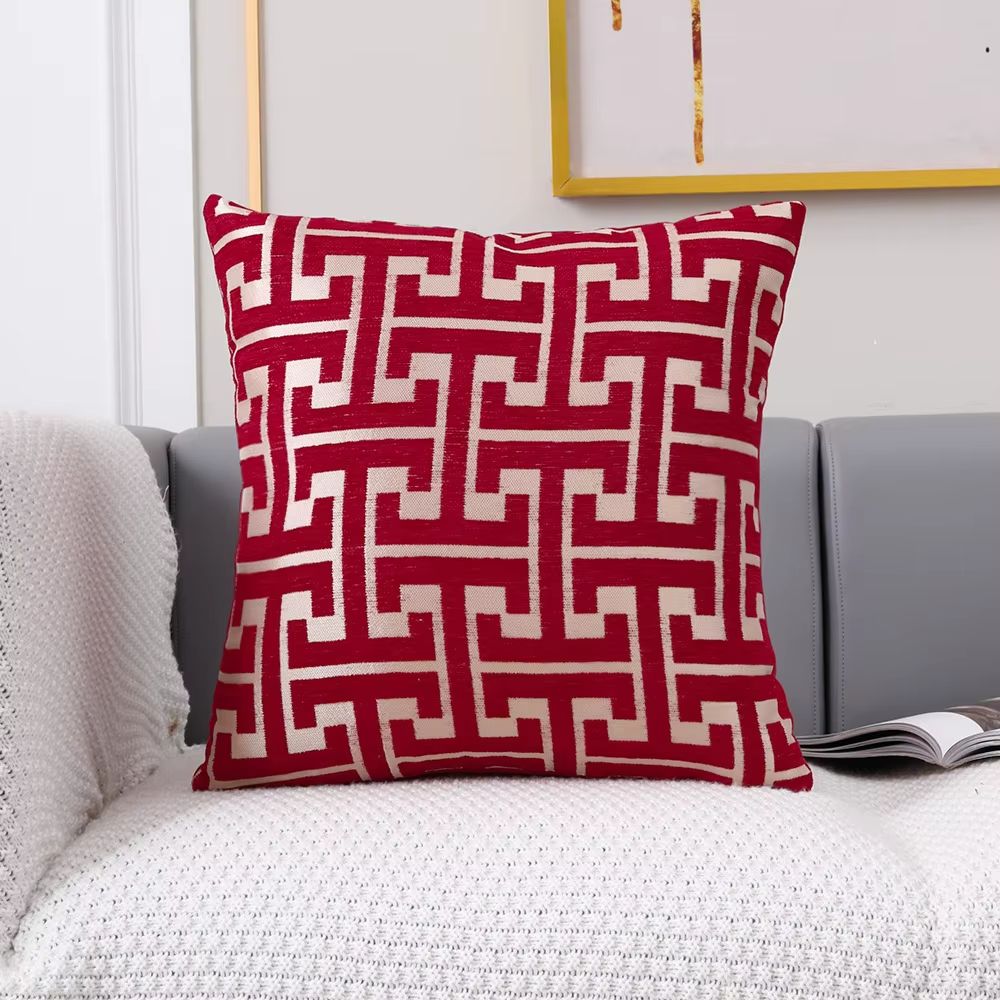 Geometric Jacquard Polyester Pillow Cover Modern Sofa Lumbar Decor 9