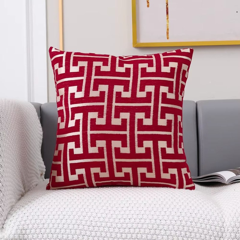 Geometric Jacquard Polyester Pillow Cover Modern Sofa Lumbar Decor 9