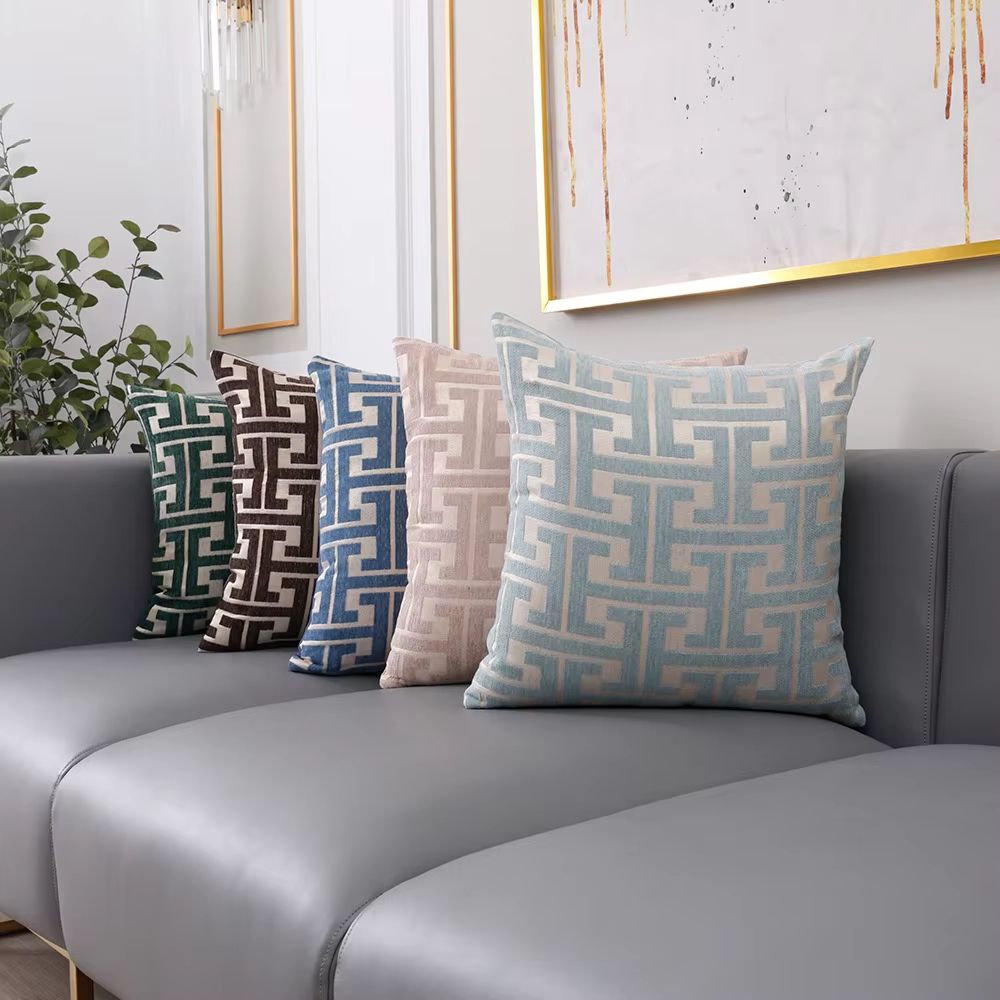 Geometric Jacquard Polyester Pillow Cover Modern Sofa Lumbar Decor 1