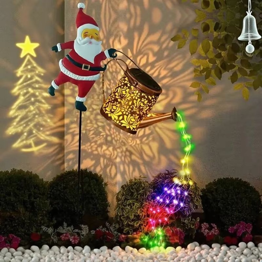 Solar Snowman Watering Can Light LED Garden Decor Outdoor Hanging Lantern 4